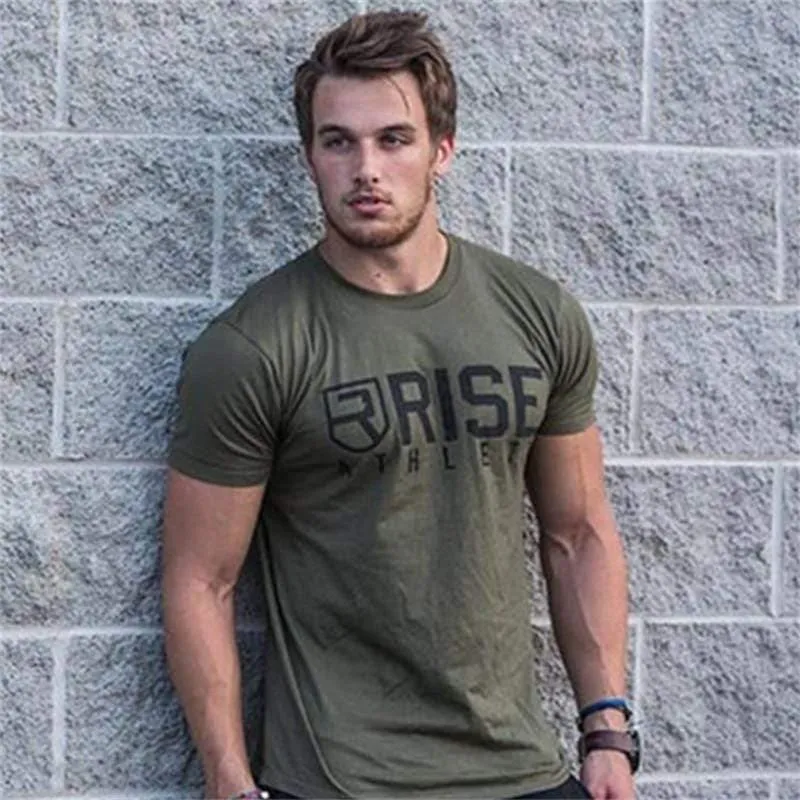 Männer Kurzarm Baumwolle T-shirt Neue Beiläufige Dünne Druck T-shirt Männliche Jogger Fitness-Studios Fitness Bodybuilding Tees Sommer Stil Tops