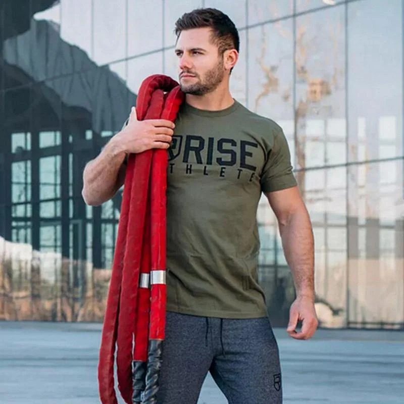 Männer Kurzarm Baumwolle T-shirt Neue Beiläufige Dünne Druck T-shirt Männliche Jogger Fitness-Studios Fitness Bodybuilding Tees Sommer Stil Tops