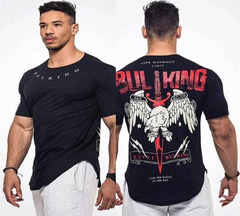 Männer Casual Fashion Printed T-Shirt Turnhallen Fitness Bodybuilding Kurzarm Baumwolle T-Shirt T-Shirts Tops Male Workout Brand Kleidung
