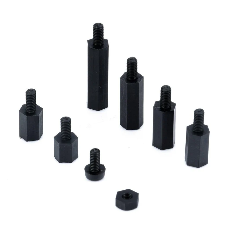 180 Stück praktische schwarze M3-Nylon-Sechskant-Abstandshalter, Schraubenmutter, Abstandsset, Befestigungselemente mit Kunststoffbox für PC-Board-Elektronik, Computer