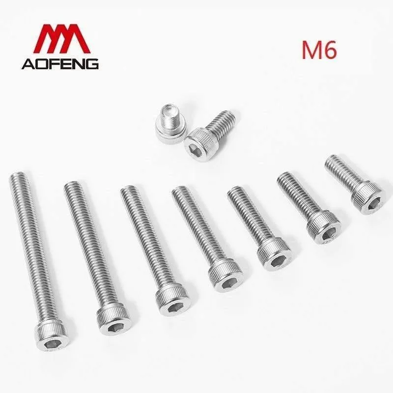 6 mm Sechskantschraube aus Edelstahl 304 M6 x 8 10 12 75 80 85 90 100 110 120 mm Innensechskantschraube M6 Mutter und Unterlegscheibe