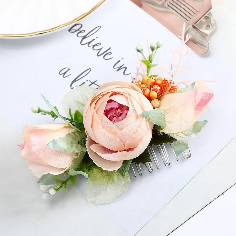 Blumenhaarkamm Haarspange Frauen Braut Hochzeit Haarzubehör Handgemachtes Stirnband Mädchen Kopfbedeckung Ornamente