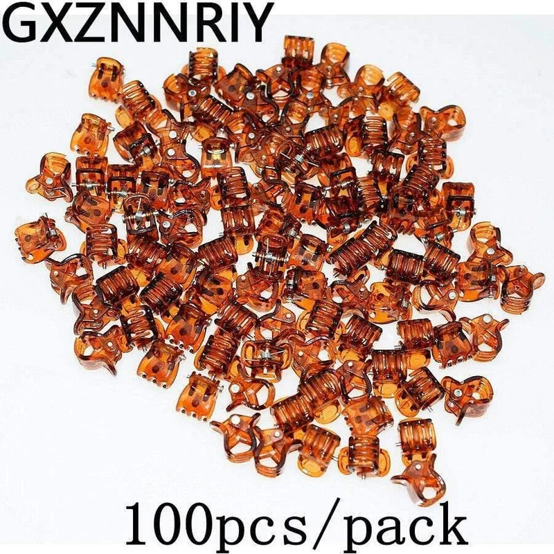 1cm 100 Stück / Packung Haar Klauenclips für Frauen Mädchen Zubehör Schwarz Braun Transparent Kunststoff Mini Klauen Haarspange Klammer Geschenke