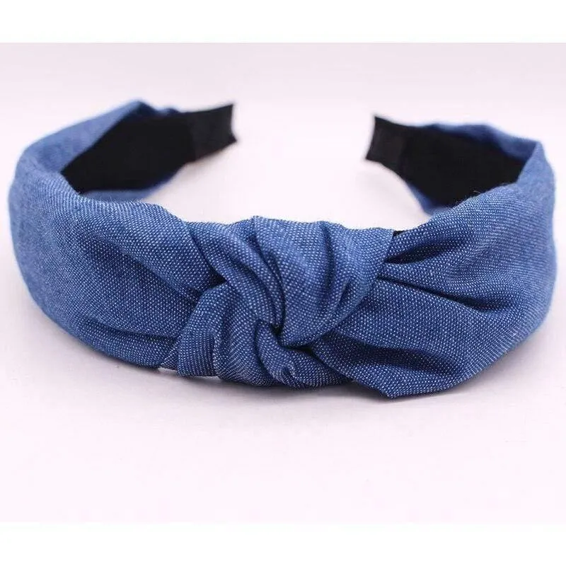 Weibliche böhmische Vintage Baumwolle Denim Stoff geknotet Stirnband Frauen Kopf tragen Accessoires