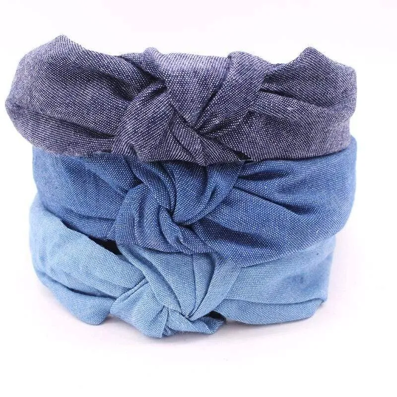 Weibliche böhmische Vintage Baumwolle Denim Stoff geknotet Stirnband Frauen Kopf tragen Accessoires