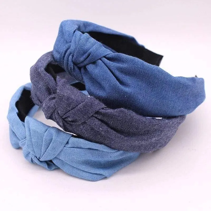 Weibliche böhmische Vintage Baumwolle Denim Stoff geknotet Stirnband Frauen Kopf tragen Accessoires