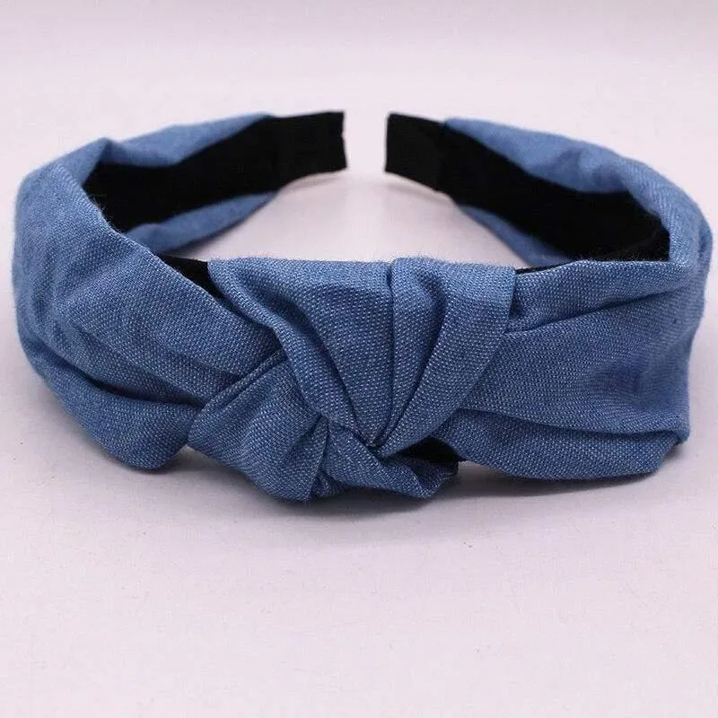Weibliche böhmische Vintage Baumwolle Denim Stoff geknotet Stirnband Frauen Kopf tragen Accessoires