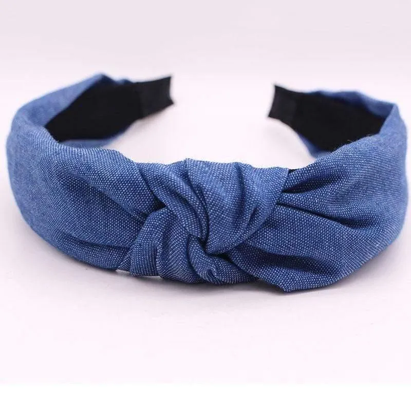 Weibliche böhmische Vintage Baumwolle Denim Stoff geknotet Stirnband Frauen Kopf tragen Accessoires