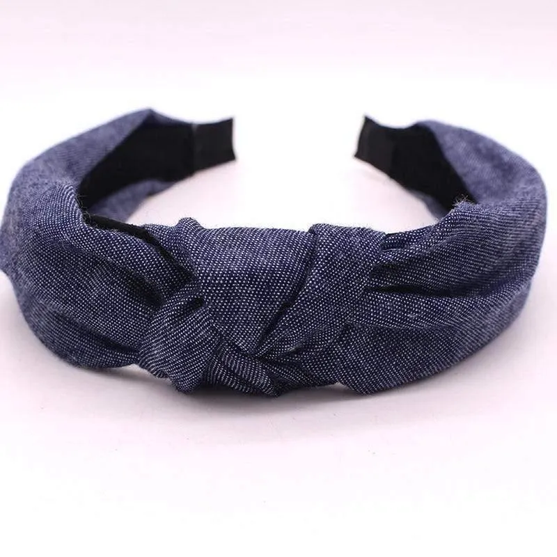 Weibliche böhmische Vintage Baumwolle Denim Stoff geknotet Stirnband Frauen Kopf tragen Accessoires