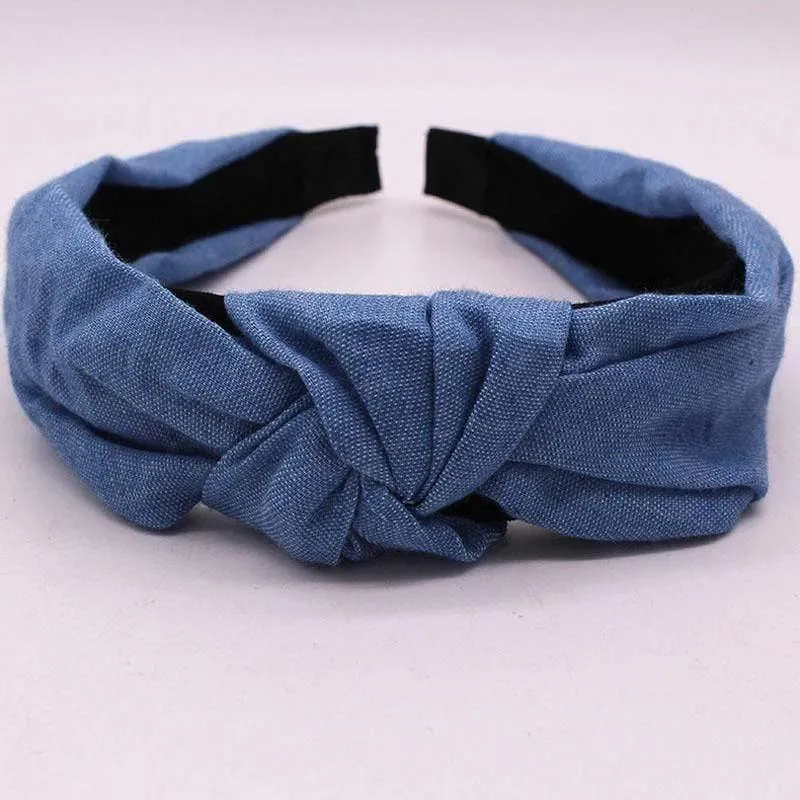 Weibliche böhmische Vintage Baumwolle Denim Stoff geknotet Stirnband Frauen Kopf tragen Accessoires