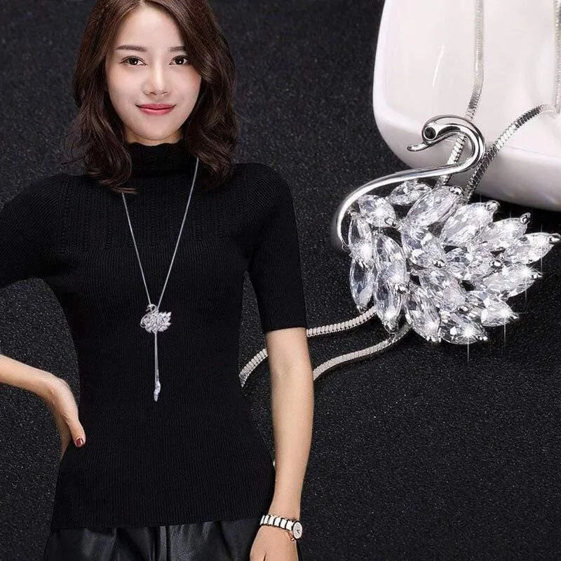 Mode Elegante simulierte Perle Choker Halsketten für Frauen Silber Farbkette Lange Halskette Anhänger Schmuck Accessoires Trendy