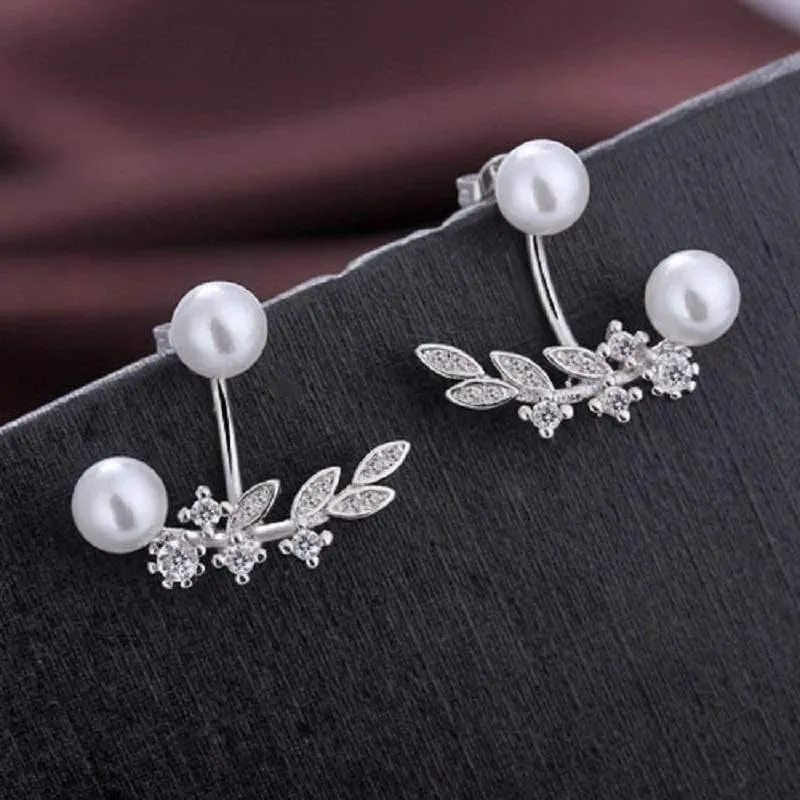 Frauen Ohrstecker 925 Sterling Silber mit 5A Grade Cubic Zircon Pearl Ear Brincos Hochzeitsfeier Zubehör Geschenk