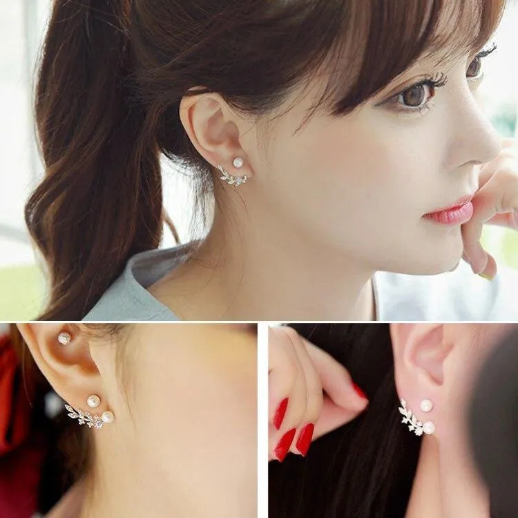 Frauen Ohrstecker 925 Sterling Silber mit 5A Grade Cubic Zircon Pearl Ear Brincos Hochzeitsfeier Zubehör Geschenk