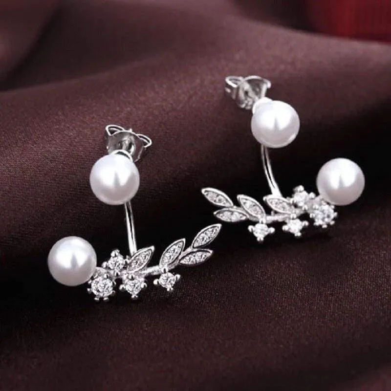Frauen Ohrstecker 925 Sterling Silber mit 5A Grade Cubic Zircon Pearl Ear Brincos Hochzeitsfeier Zubehör Geschenk