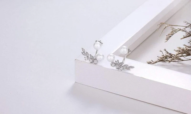 Frauen Ohrstecker 925 Sterling Silber mit 5A Grade Cubic Zircon Pearl Ear Brincos Hochzeitsfeier Zubehör Geschenk