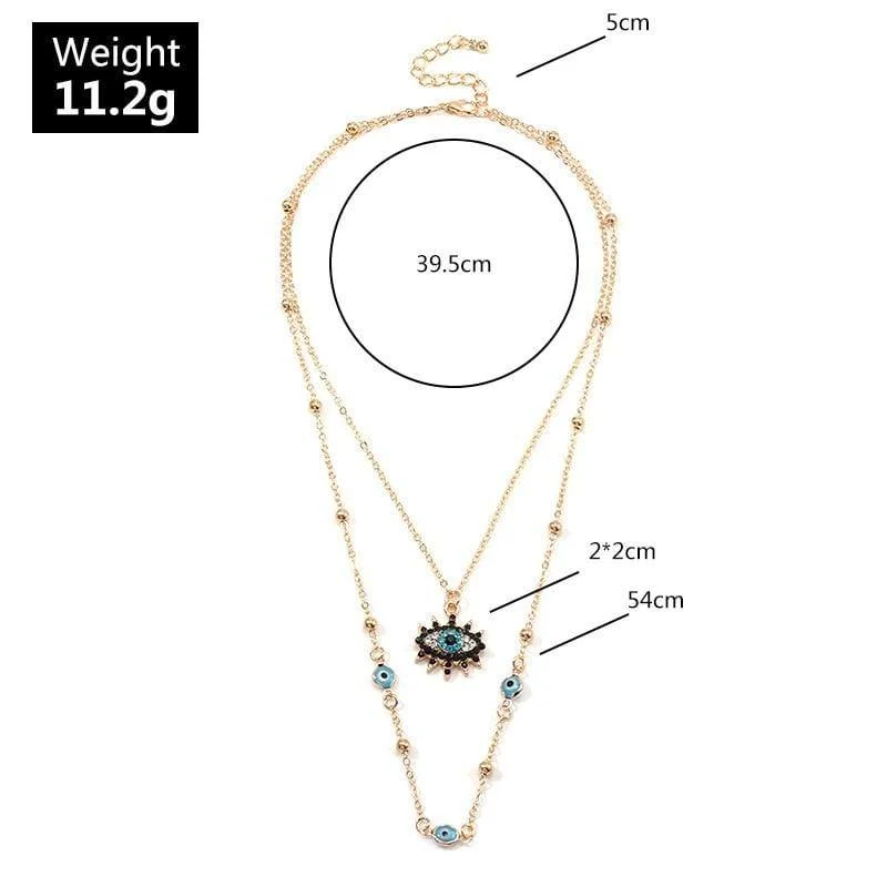 Vintage Mode Evil Eye Halskette Anhänger Schlüsselbein Kette Statement Lange Halskette Frauen Zubehör Kragen De Moda Bijoux Femme (Gold)