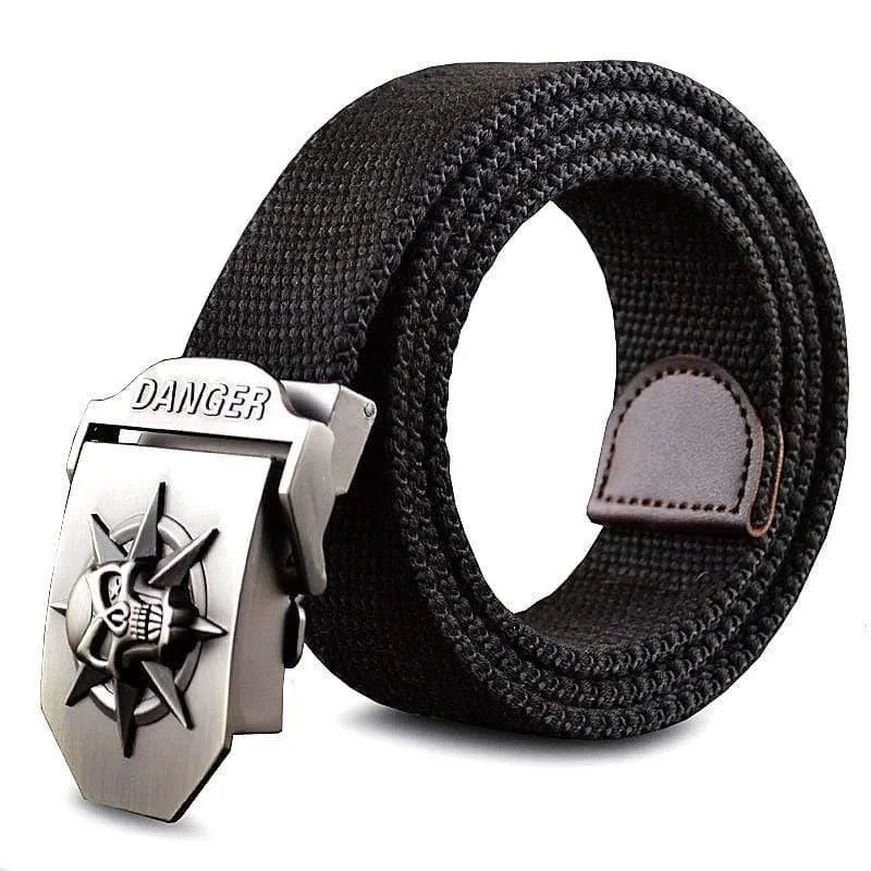 Herren Leinwandgürtel Schädel Metall Taktik Gewebter Gürtel Leinwandgürtel Freizeithose Cool Wild Geschenk Für Herren Gürtel Schädel Große Größe