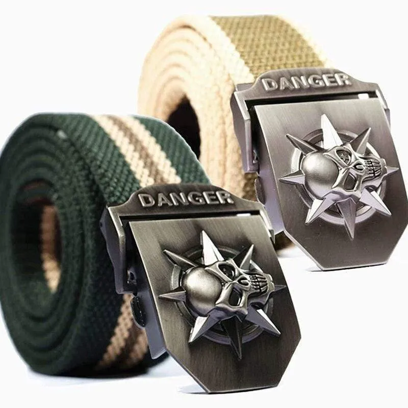 Herren Leinwandgürtel Schädel Metall Taktik Gewebter Gürtel Leinwandgürtel Freizeithose Cool Wild Geschenk Für Herren Gürtel Schädel Große Größe