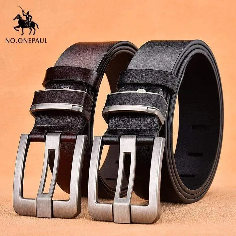 Herren Leder Legierung Pin Buckle Jeans Gürtel Mode Business Kuh Echtes Leder Herren Jugend Luxus Retro Classic Gürtel