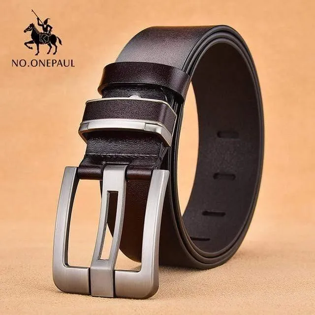 Herren Leder Legierung Pin Buckle Jeans Gürtel Mode Business Kuh Echtes Leder Herren Jugend Luxus Retro Classic Gürtel