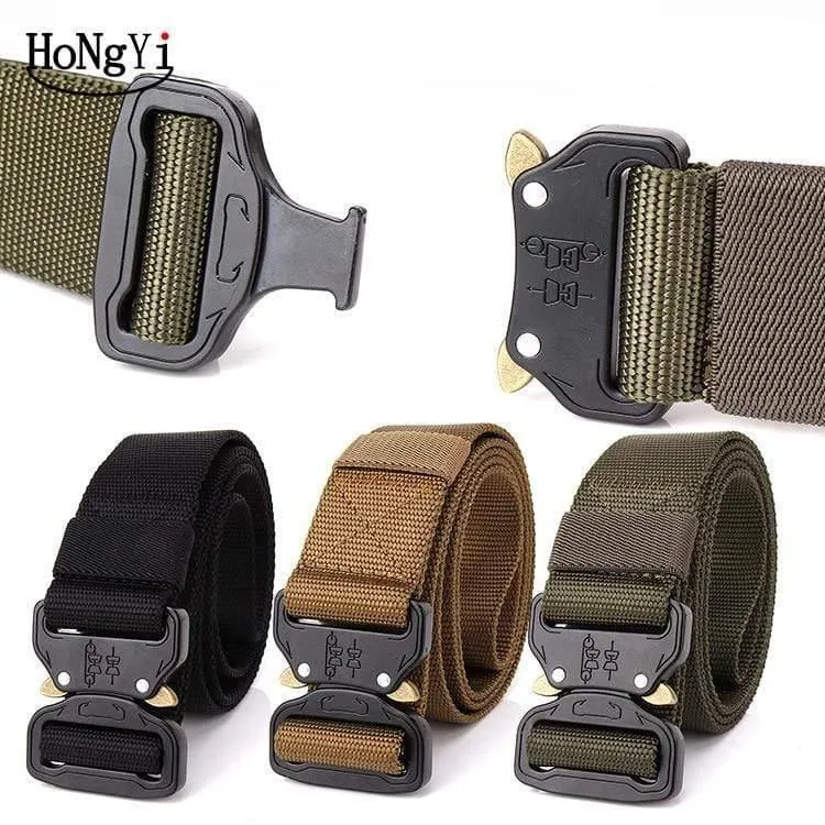 Herren Taktik Gürtel Design Stahl Schnalle Gürtel Mann Qualität Leinwand Elastische Gürtel Bund Lässig Männer