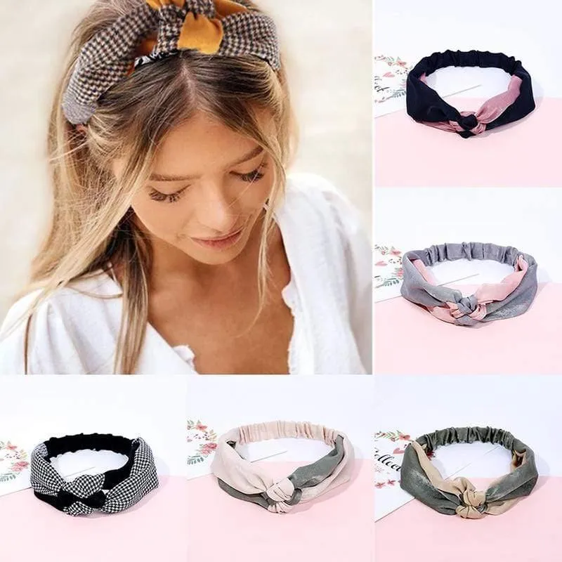 Mode Frauen Elegantes weiches Stirnband Vintage Kreuzknoten Elastische Haarbänder Feste Mädchen Haarband Haarschmuck