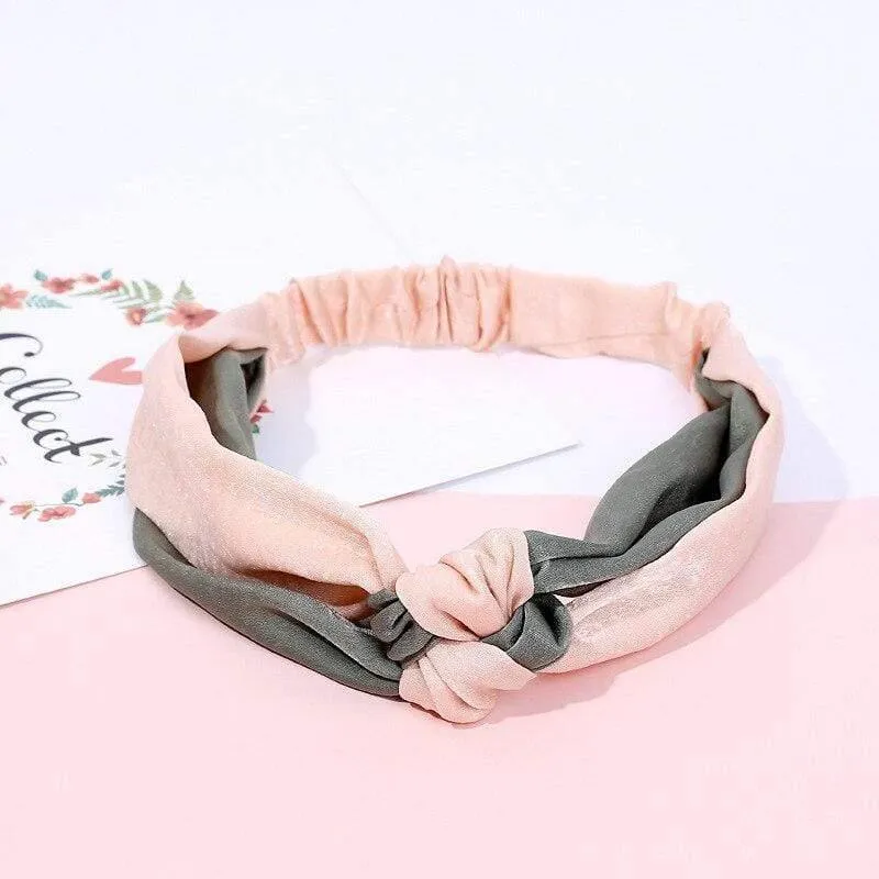 Mode Frauen Elegantes weiches Stirnband Vintage Kreuzknoten Elastische Haarbänder Feste Mädchen Haarband Haarschmuck