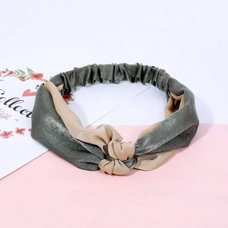 Mode Frauen Elegantes weiches Stirnband Vintage Kreuzknoten Elastische Haarbänder Feste Mädchen Haarband Haarschmuck