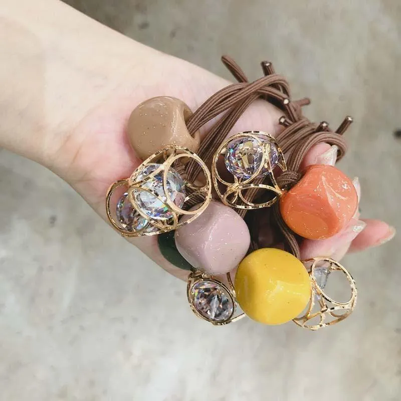 Mode Kristall Quadrat Hohl Elastische Haarbänder Rosa Grün Gelb Gummiband Geometrisch Für Frauen Gummi Haarschmuck Geschenk