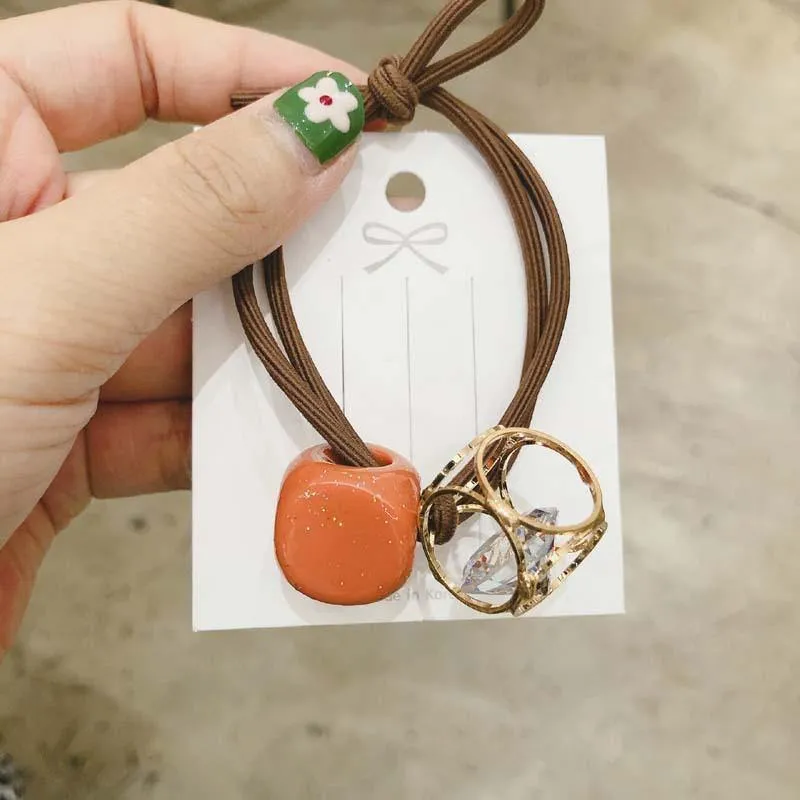 Mode Kristall Quadrat Hohl Elastische Haarbänder Rosa Grün Gelb Gummiband Geometrisch Für Frauen Gummi Haarschmuck Geschenk