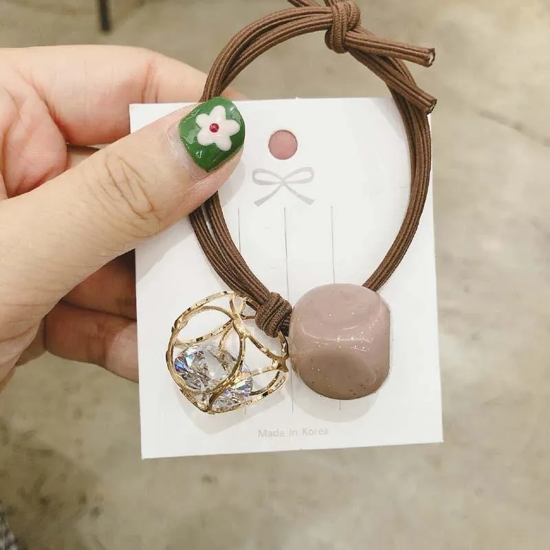 Mode Kristall Quadrat Hohl Elastische Haarbänder Rosa Grün Gelb Gummiband Geometrisch Für Frauen Gummi Haarschmuck Geschenk