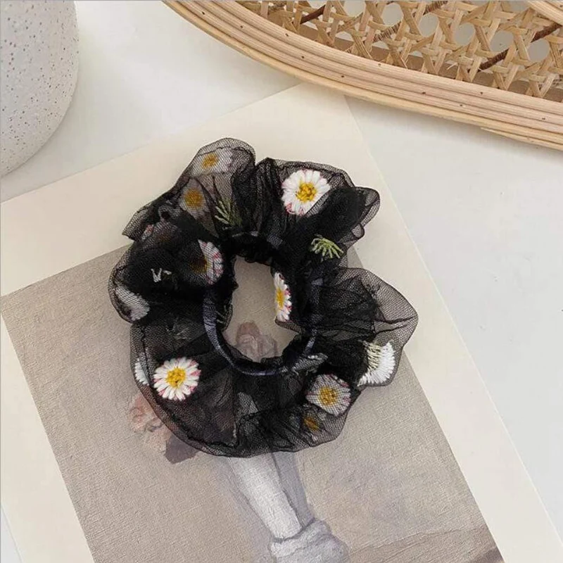 1PCS Scrunchies Haarring Daisy Floral Haargummis Seil Herbst Winter Frauen Pferdeschwanz Haarschmuck Mädchen Haarbänder Geschenke