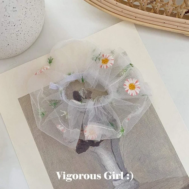 1PCS Scrunchies Haarring Daisy Floral Haargummis Seil Herbst Winter Frauen Pferdeschwanz Haarschmuck Mädchen Haarbänder Geschenke
