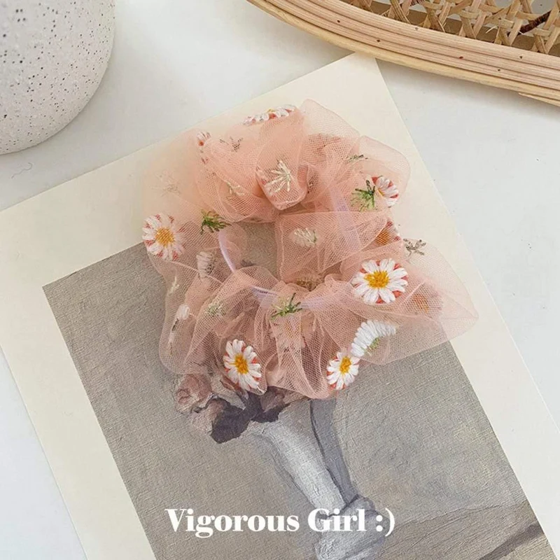 1PCS Scrunchies Haarring Daisy Floral Haargummis Seil Herbst Winter Frauen Pferdeschwanz Haarschmuck Mädchen Haarbänder Geschenke