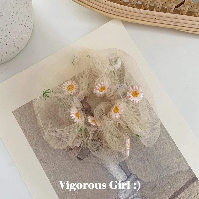 1PCS Scrunchies Haarring Daisy Floral Haargummis Seil Herbst Winter Frauen Pferdeschwanz Haarschmuck Mädchen Haarbänder Geschenke