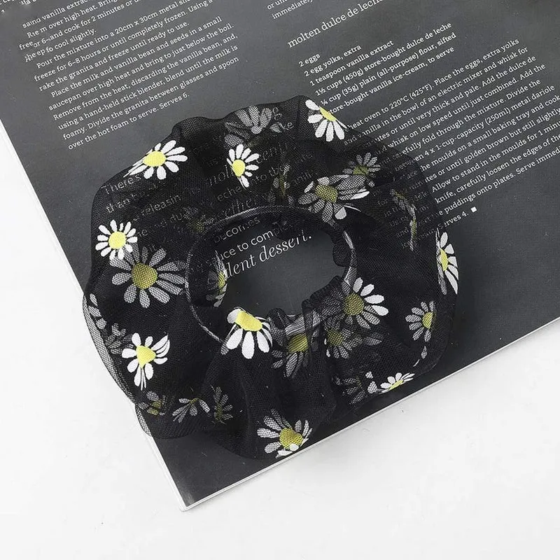 1PCS Scrunchies Haarring Daisy Floral Haargummis Seil Herbst Winter Frauen Pferdeschwanz Haarschmuck Mädchen Haarbänder Geschenke