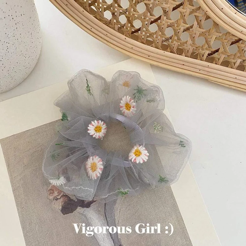 1PCS Scrunchies Haarring Daisy Floral Haargummis Seil Herbst Winter Frauen Pferdeschwanz Haarschmuck Mädchen Haarbänder Geschenke