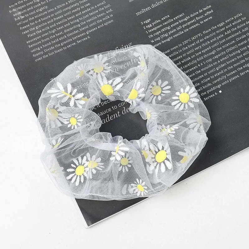 1PCS Scrunchies Haarring Daisy Floral Haargummis Seil Herbst Winter Frauen Pferdeschwanz Haarschmuck Mädchen Haarbänder Geschenke