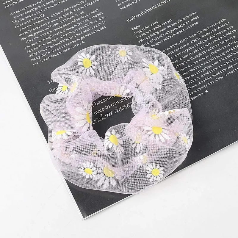 1PCS Scrunchies Haarring Daisy Floral Haargummis Seil Herbst Winter Frauen Pferdeschwanz Haarschmuck Mädchen Haarbänder Geschenke