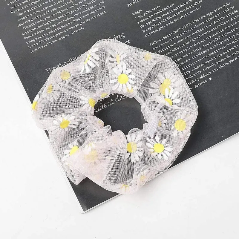 1PCS Scrunchies Haarring Daisy Floral Haargummis Seil Herbst Winter Frauen Pferdeschwanz Haarschmuck Mädchen Haarbänder Geschenke