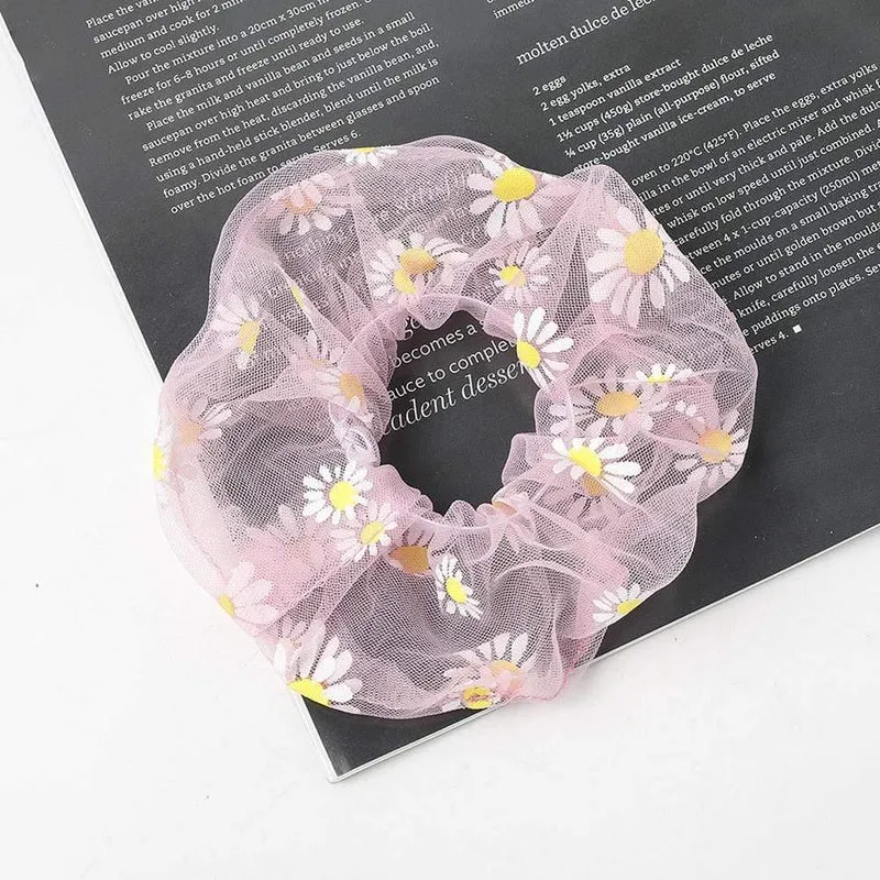 1PCS Scrunchies Haarring Daisy Floral Haargummis Seil Herbst Winter Frauen Pferdeschwanz Haarschmuck Mädchen Haarbänder Geschenke