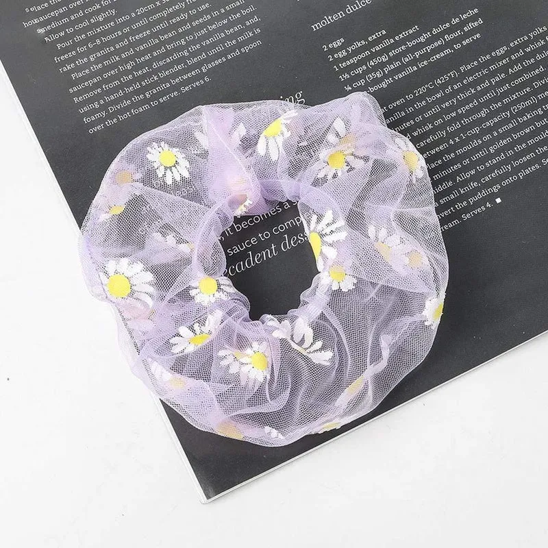 1PCS Scrunchies Haarring Daisy Floral Haargummis Seil Herbst Winter Frauen Pferdeschwanz Haarschmuck Mädchen Haarbänder Geschenke