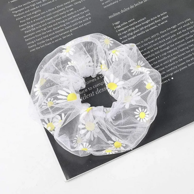 1PCS Scrunchies Haarring Daisy Floral Haargummis Seil Herbst Winter Frauen Pferdeschwanz Haarschmuck Mädchen Haarbänder Geschenke