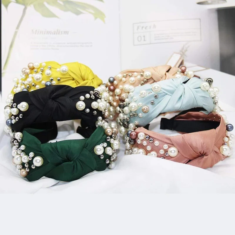 Frauen Elegante Perlen Einfache Haarbänder Edles Stirnband Haarreifenhalter Ornament Kopf Krawatten Lady Fashion Kopf Zubehör