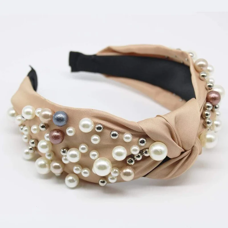 Frauen Elegante Perlen Einfache Haarbänder Edles Stirnband Haarreifenhalter Ornament Kopf Krawatten Lady Fashion Kopf Zubehör