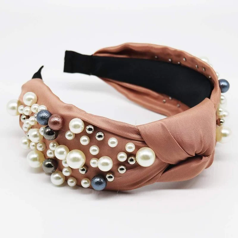 Frauen Elegante Perlen Einfache Haarbänder Edles Stirnband Haarreifenhalter Ornament Kopf Krawatten Lady Fashion Kopf Zubehör