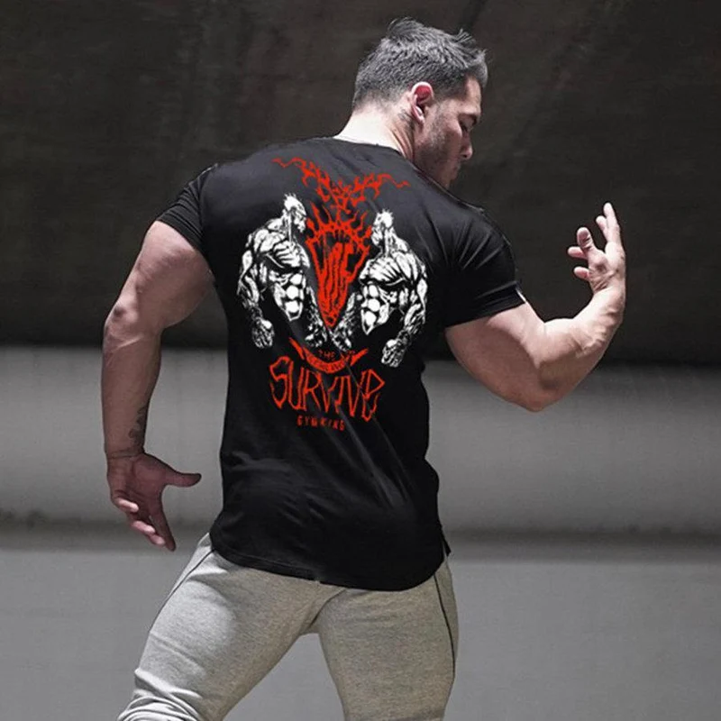 Männer Kurzarm Baumwolle Dünnes T-shirt Sommer Casual Print T Shirt Tops Männlich Turnhallen Fitness Bodybuilding Crossfit Workout Kleidung