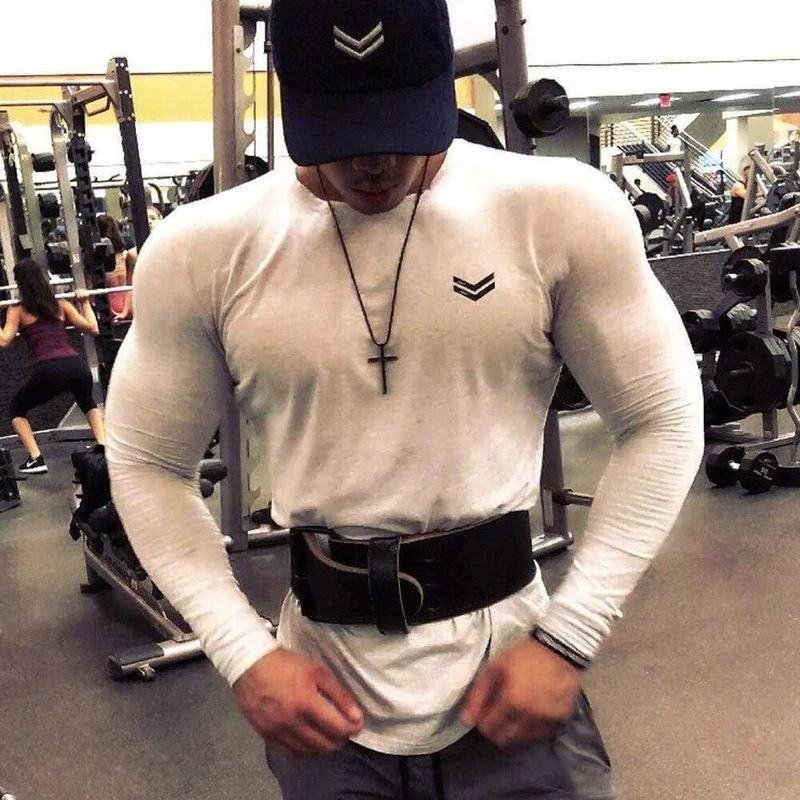 Fitness Sportlich Langarm T-Shirt Männer Turnhallen Bodybuilding Workout Skinny Baumwolle T-Shirt Herbst New Male Casual Tee Tops Kleidung