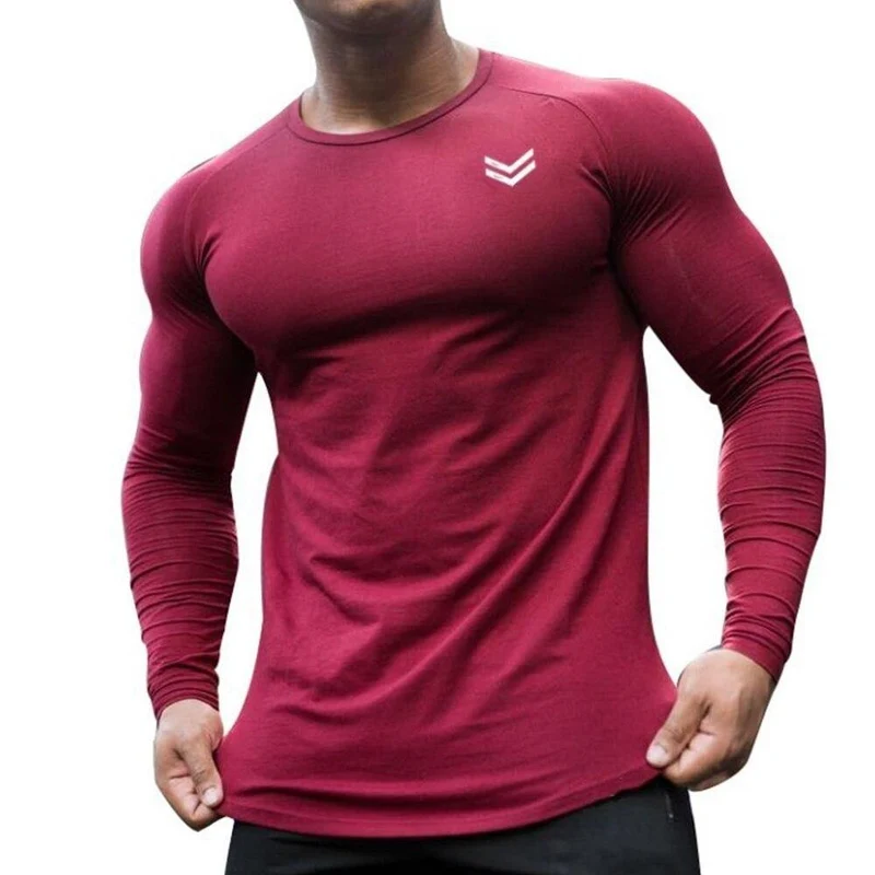 Fitness Sportlich Langarm T-Shirt Männer Turnhallen Bodybuilding Workout Skinny Baumwolle T-Shirt Herbst New Male Casual Tee Tops Kleidung