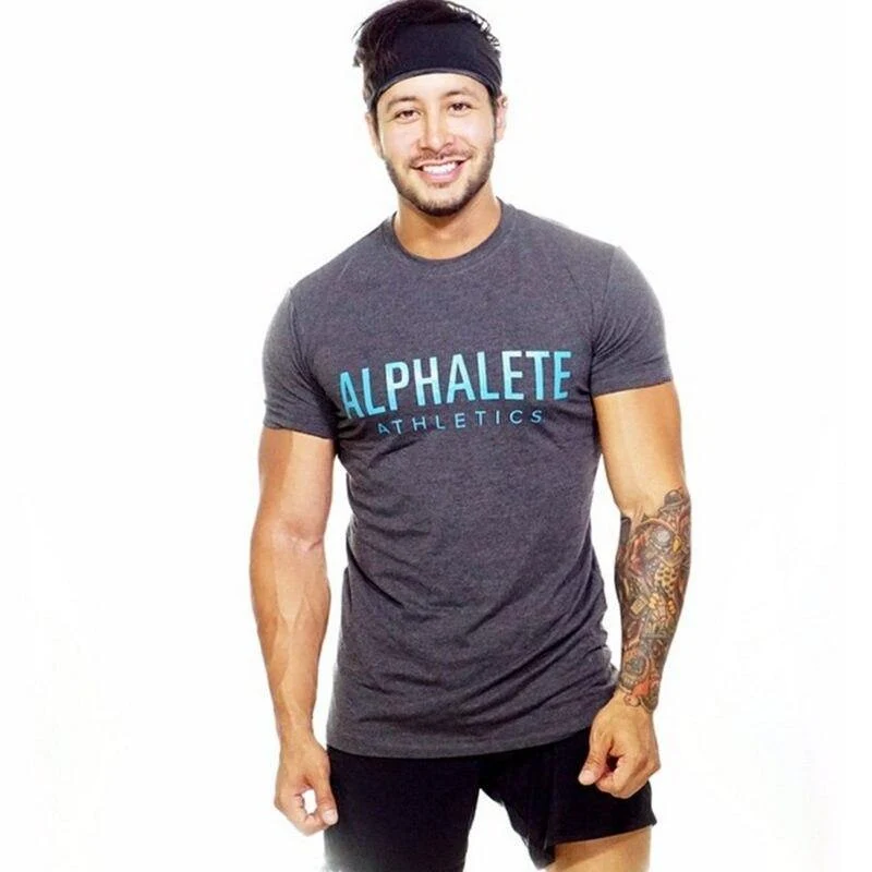 Herren Baumwolle Kurzarm T-Shirt Sommer New Casual O-Ausschnitt Slim T-Shirt Männlich Jogger Gyms Fitness Crossfit T-Shirts Tops Kleidung